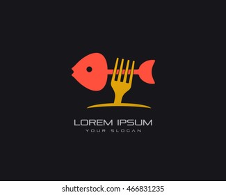 Fish Food Logo Vector 