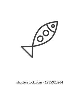 Fish food outline icon. linear style sign for mobile concept and web design. Sea food line vector icon. Symbol, logo illustration. Pixel perfect vector graphics