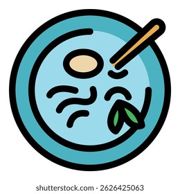 Fish food plate icon. Outline fish food plate vector icon color flat isolated