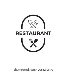 Fish food restaurant logo with fish bone vector symbol design