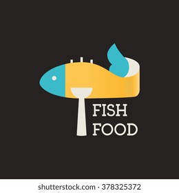 Fish food. Restaurant logo. Fish food restaurant. Vector Logo Template.