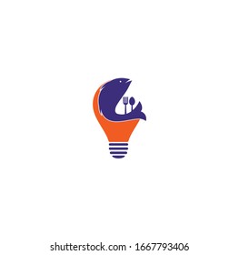 vector de diseño del logo de la cuchara de pescado. Logo del concepto de la bombilla de pescado. Logo de la comida	
