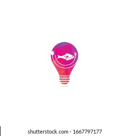 fish food spoon fork logo design vector. Fish food bulb shape concept logo. Food logo	