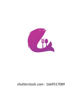 fish food spoon fork logo design vector. food fish logo	