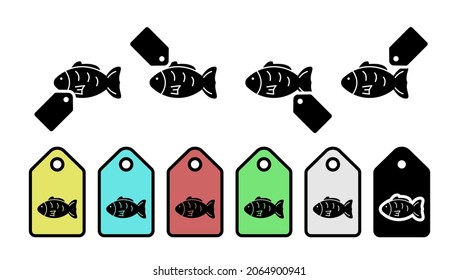 Fish, food, teriyaki vector icon in tag set illustration for ui and ux, website or mobile application
