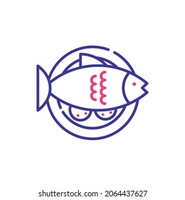 Fish Food Vector 2 colours Icon Design illustration. Veterinary Symbol on White background EPS 10 File