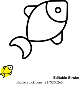 Icono de línea del vector de alimento para peces