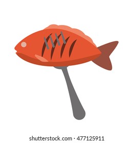 fish fork healthy organic food lifestyle icon. Flat and Isolated design. Vector illustration