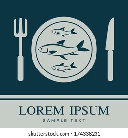 Fish, Fork and Knife icon, restaurant sign