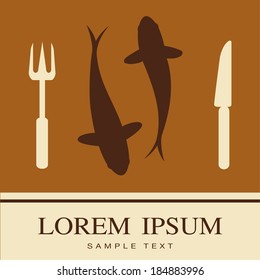 Fish, Fork and Knife icon, restaurant sign