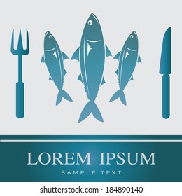 Fish, Fork and Knife icon, restaurant sign
