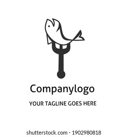 Fish and fork logo design. Seafood restaurant concept. Vector