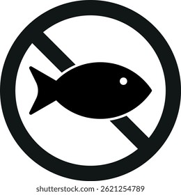 Ícone livre de peixe isolado no fundo branco . Sem sinal de peixe. Sem ícone de pesca . Ilustração vetorial