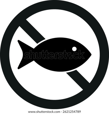 Fish free icon isolated on white background . No fish sign . No fishing icon . Vector illustration