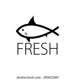 fish fresh black art vector illutration