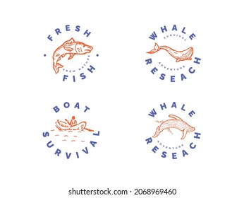 fish fresh illustration logo design concept