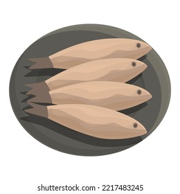 Fish fried icon cartoon vector. Portugal food. Belem tomato