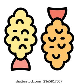Fish fried icon outline vector. Asian food. Japan restaurant color flat