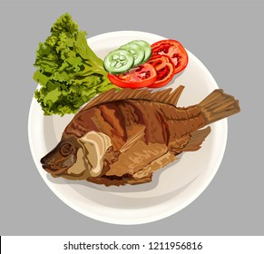 Fish fried in Thai with vegetables 