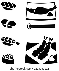 Iconos de la silueta vectorial Fish Fry y Fish Burger 