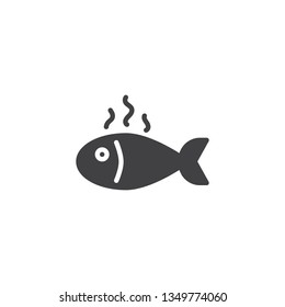 Fish fry vector icon. filled flat sign for mobile concept and web design. Grilled fish glyph icon. Seafood symbol, logo illustration. Pixel perfect vector graphics