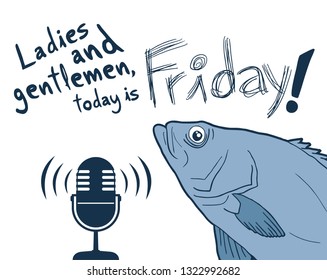 Fish and funny Friday message design