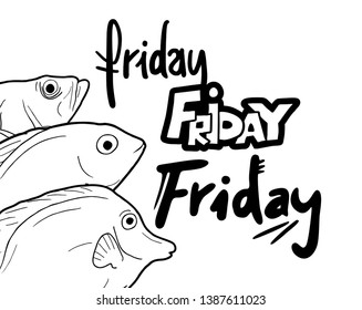 Fish and funny Friday message design
