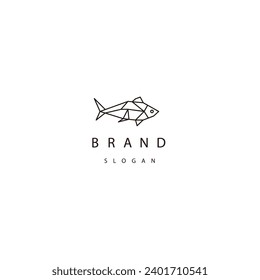 Fish geometric logo design template
