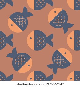 Fish geometric pattern. Simple colour design, easy to recolor.