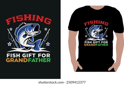 fish gift for grandfather fishing t-shirt design illustration