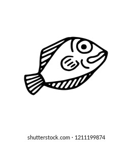 fish with gills marine icon vector. underwater animal sketch isolated.