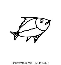 fish with gills marine icon vector. underwater animal sketch isolated.