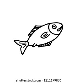 fish with gills marine icon vector. underwater animal sketch isolated.
