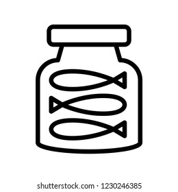 fish glass storage jar processed food editable outline icon.