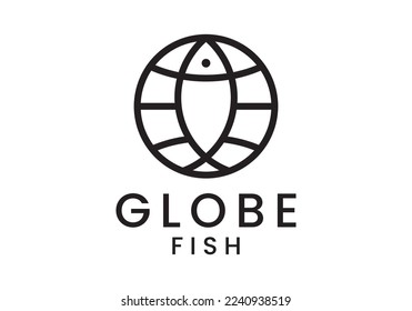 diseño de iconos de los logotipos de peces y globos. ilustración vectorial de concepto de importación de exportación.
