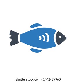 fish glyph color vector icon