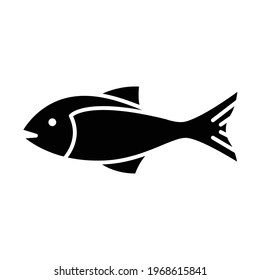 Fish glyph icon. Simple solid style. Art, life, sea, pisces concept for template design. Vector illustration isolated on white background. EPS 10.