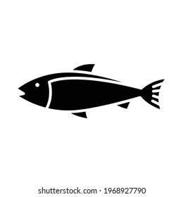 Fish glyph icon. Simple solid style. Art, life, sea, pisces concept for template design. Vector illustration isolated on white background. EPS 10.