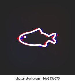 A fish glytch icon. Simple thin line, outline vector of web icons for ui and ux, website or mobile application
