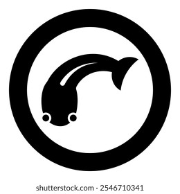 Fish goby icon in circle round black color vector illustration image solid outline style