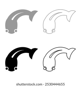 Fish goby set icon grey black color vector illustration image solid fill outline contour line thin flat style