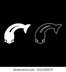 Fish goby set icon white color vector illustration image solid fill outline contour line thin flat style