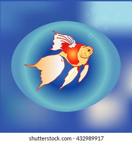 Fish Gold . Art object in natural environment.Graphic Design Natural Background.