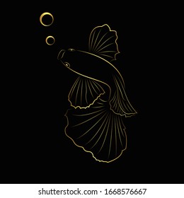 Fish gold graphics. Aquarium guppies with a beautiful tail.
