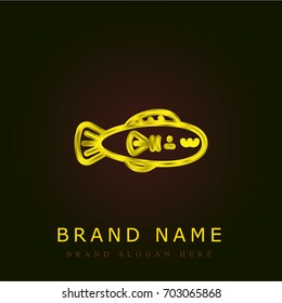 Fish golden metallic logo