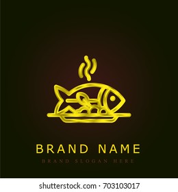 Fish golden metallic logo