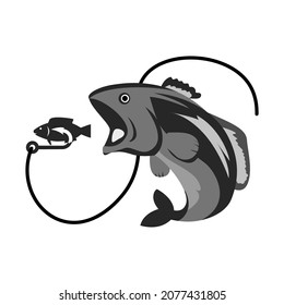 cebo para la captura de peces, signo plano gris para el diseño en fondo blanco, ilustración vectorial