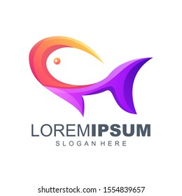 fish gradient logo design vector illustration