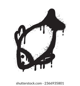 fish graffiti with black spray paint.
