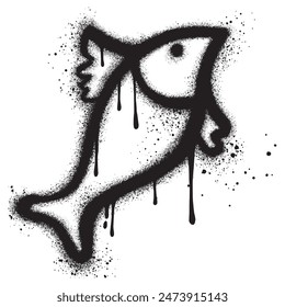 fish graffiti with black spray paint.